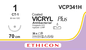 SUTURA VICRYL PLUS 1. ANTIBACTERIAL VCP341H 36/1. 1 UNIDAD.